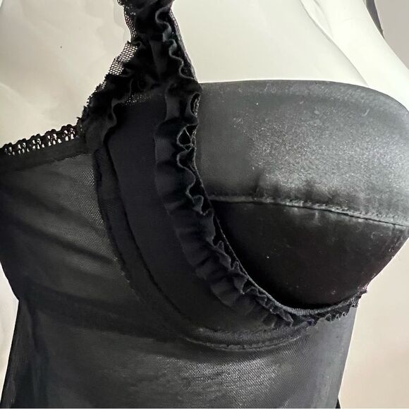 NWT Flora's Follies Sheer Black Sexy Nightie with matching thong - S‎ - Picture 11 of 12